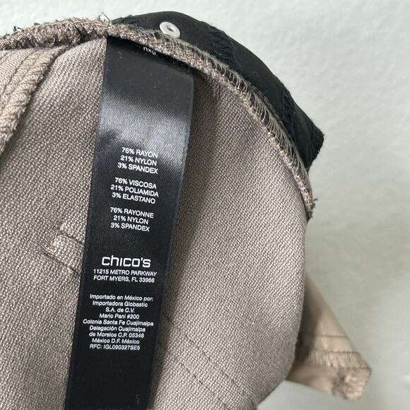 Chicos Peyton Slim Leg Pant Women Medium Taupe NWOT Dress Ponte Stretch Career - Picture 9 of 10